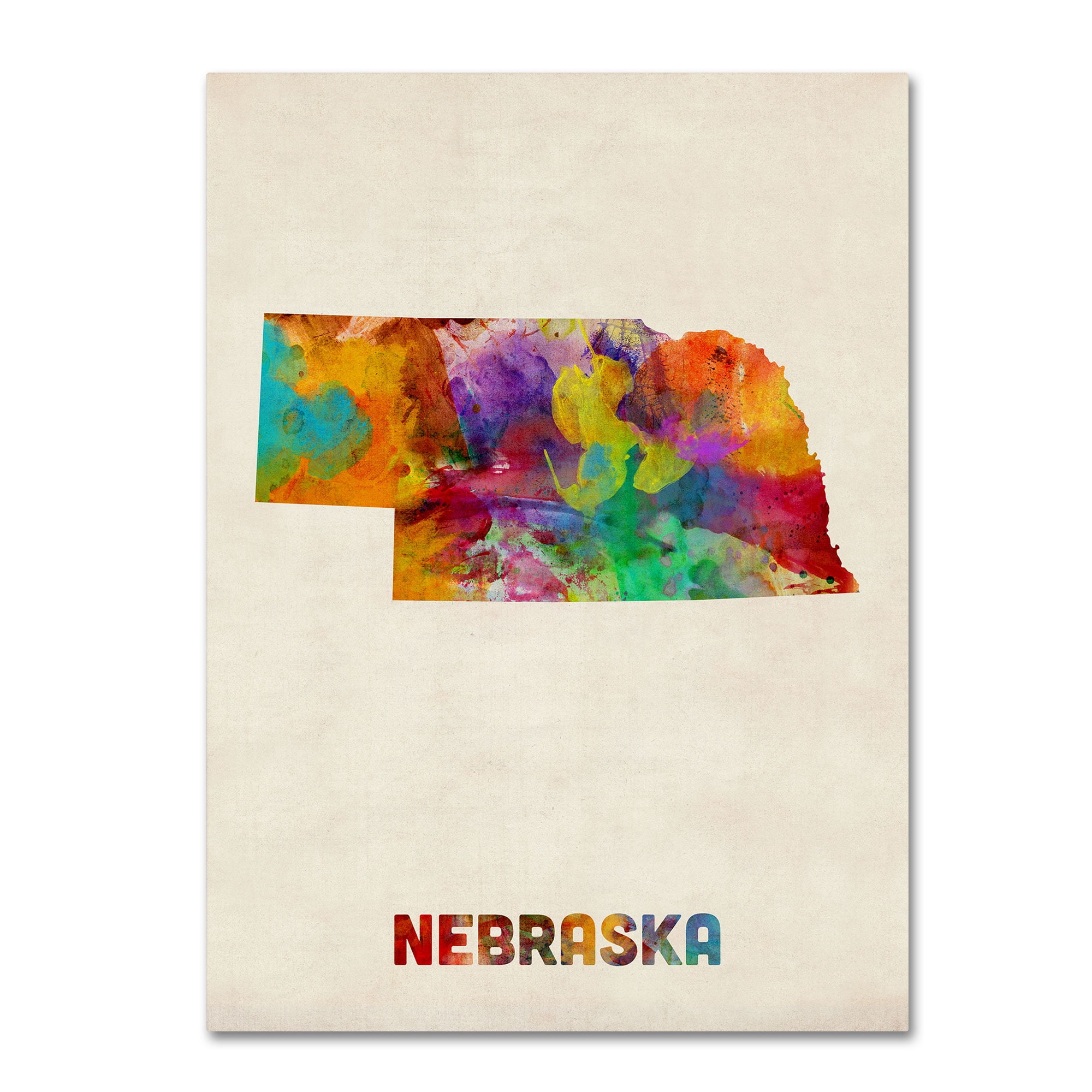 "Nebraska Map" Canvas Wall Art by Michael Tompsett