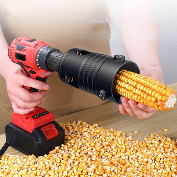 YaoZQ Corn Stripper for Drill, Corn Cob Remover Tool, Automatic Corn Peeler Machine, Rapid Corn Thresher Sheller Attachment for Kitchen, Black