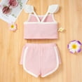 thumbnail image 3 of Fesfesfes Newborn Infant Baby Girls Summer Solid Ribbed Strap Tops+ Shorts Outfits Set, 3 of 9