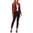 thumbnail image 2 of INSPIRE CHIC Classic Open Front Blazer Jacket for Women's Draped Collar 3/4 Sleeve Ruffle Jacket Outerwear, 2 of 5