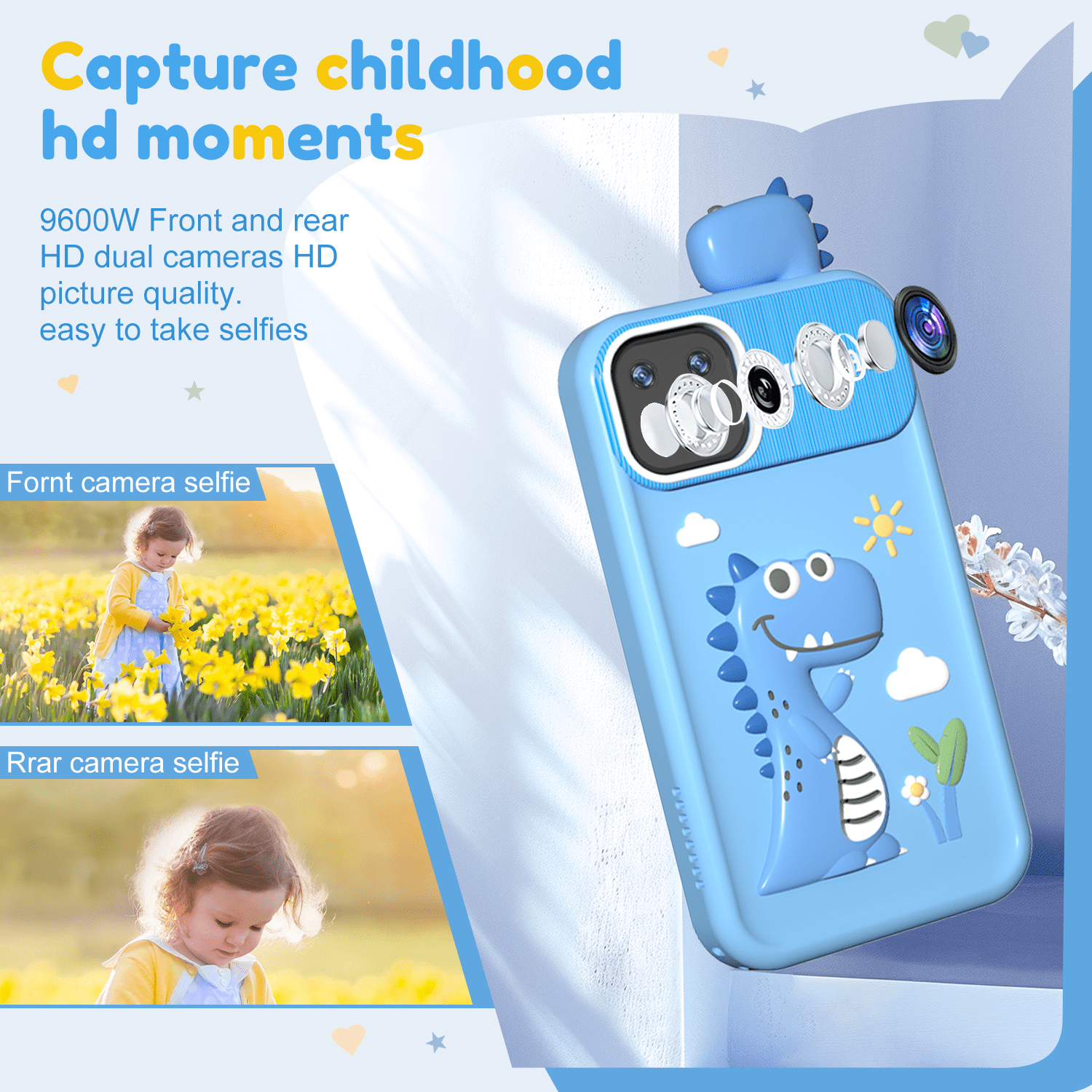 Merryhome Kids Smart Phone for Boys with 32G Card & Holographic Pyramid, Christmas Birthday Gifts for Age 3-10 Kids Toys Cell Phone, 2.8" Touchscreen Toddler Learning Toy, Dual Lens, Music Player