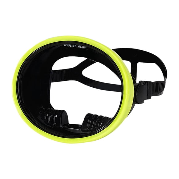 DYNWAVECA Single Lens Diving Mask Eyewear Waterproof Large Frame Comfortable, Oval Shape Snorkeling Glasses for Spearfishing, Fisherman Fluorescent Yellow