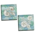 thumbnail image 2 of Gango Home Decor Nautical Beach Seashell Wall Art; Two Blue 12x12in Hand-Stretched Canvases, 2 of 6