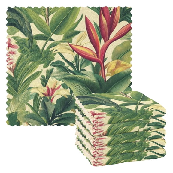 6 Pieces of Kitchen Towels 11x11Inch Kitchen Dish Cloths Kitchen Dish Towels Reuseable Cleaning Cloths Green Shrubs