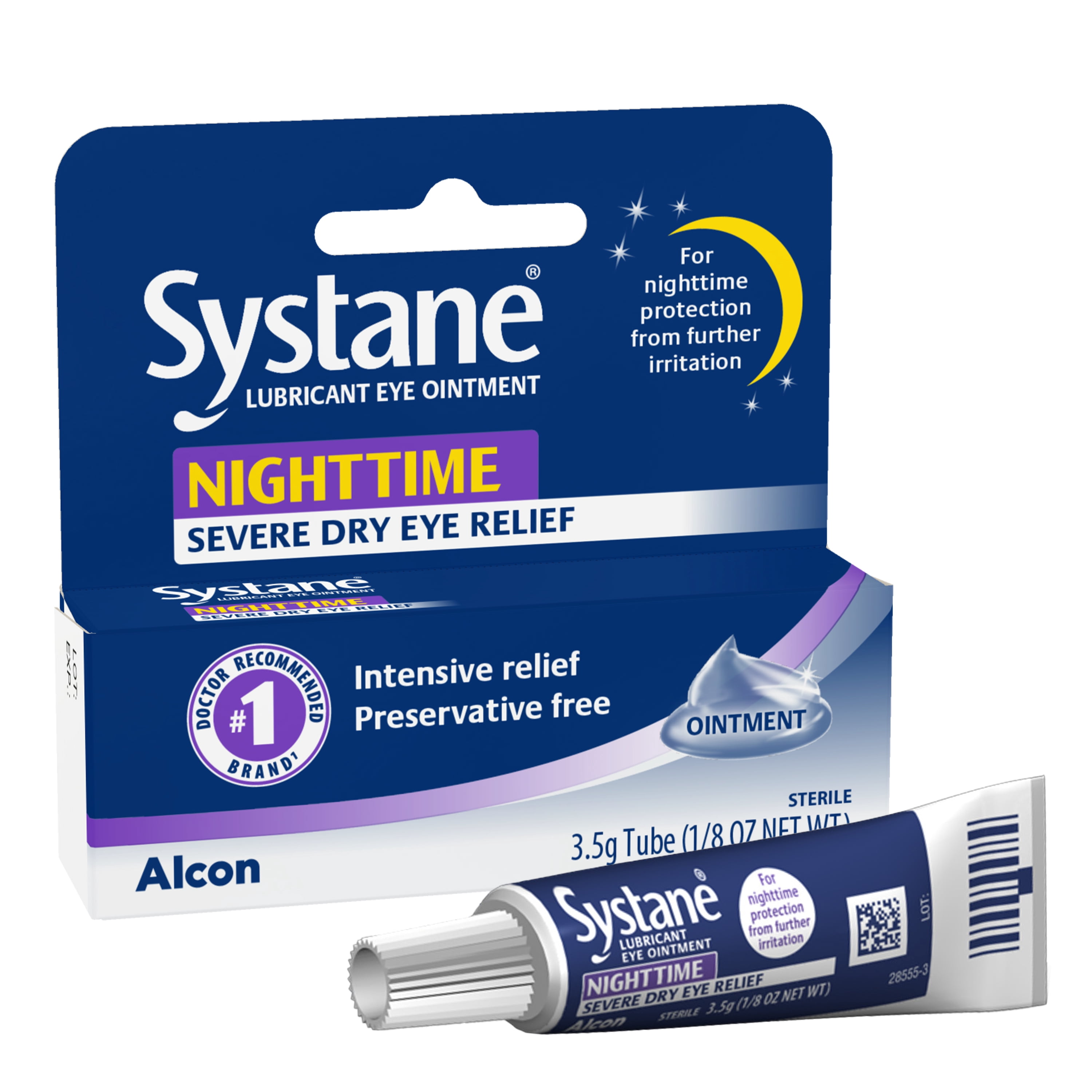 Systane Nighttime Lubricant Eye Ointment for Dry Eye Relief, 3.5g Tube for Adults