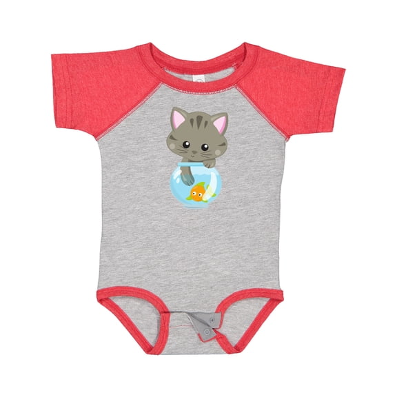 Inktastic Cute Cat, Little Cat, Kitty, Kitten, Fish Bowl Girls Baby Bodysuit