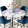 thumbnail image 3 of Purple Eucalyptus Leaves Round Fitted Tablecloth with Elastic Edge, Waterproof Table Cloth Table Cover for 45"-54" Tables, Spring Rustic Botanical Tablecloths for Dining Picnic Indoor Outdoor, 3 of 9