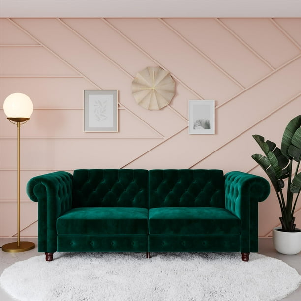 Ember Interiors Coil Sofa Bed Green Velvet Com Ember Interiors Coil Sofa Bed Green, Green Velvet Chesterfield Sofa Bed