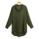 thumbnail image 3 of Las mujeres de gasa camisa vestir bolsillos de cuello en V enrollar mangas largas asimétrico só Irfora Vestido, 3 of 7