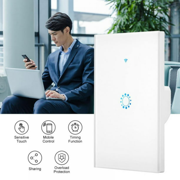 Disparo violación Cuyo 1/2/3 Gang WiFi Smart Light Switch White, Modern Tempered Glass Panel Wall Touch  Switch US Standard Single Pole Switches Works with Alexa, Google Assistant  - Walmart.com