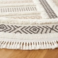 thumbnail image 3 of SAFAVIEH Urban Huntington High Low Box Striped with Fringe Area Rug, Beige/Ivory, 6'7" x 6'7" Round, 3 of 8