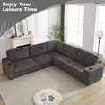 thumbnail image 4 of FURNINEST 110" Sectional Couch for Living Room, Oversized L-Shaped Corduroy Modular Corner Sofa with Storage Spaces, Deep Seats, USB Type C Charging Port & Cup Holder, Gray, 4 of 13