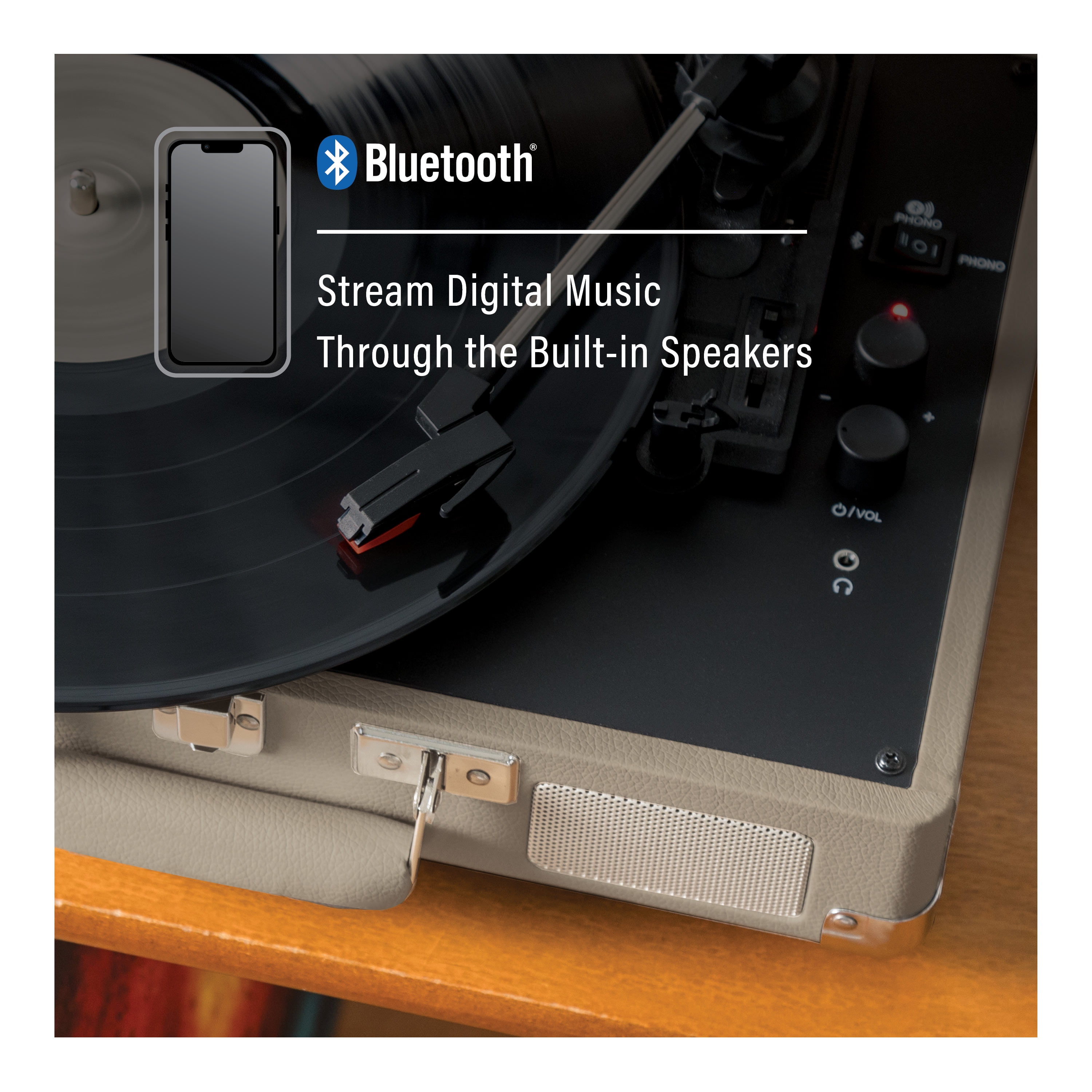 Crosley Cruiser Plus Vinyl Record Player with Speakers and Wireless Bluetooth - Audio Turntables