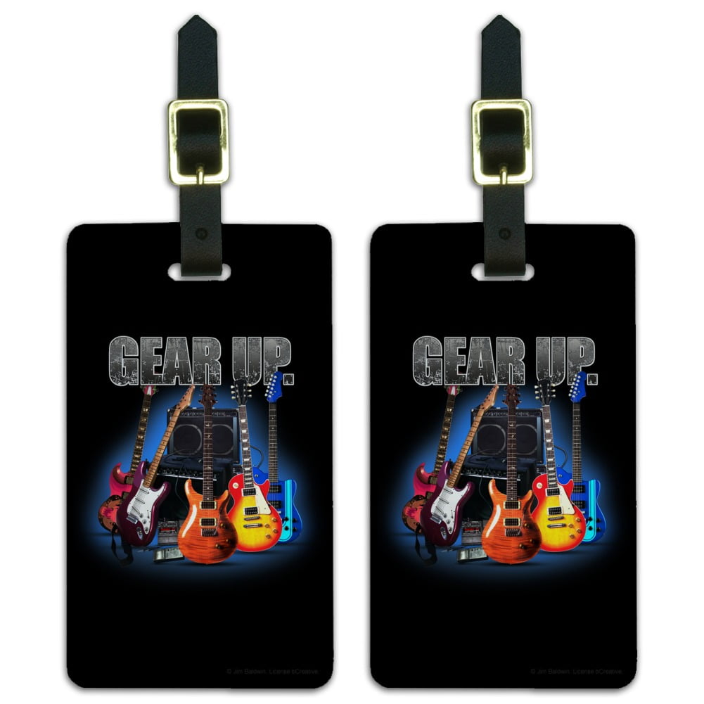 Electric Guitars Gear Up Rock and Roll Luggage ID Tags Suitcase Carry