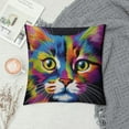 thumbnail image 2 of Shangniulu 18" x 18" Throw Pillow Cover with Cute Cat Printed, Colorful Art Cat Pattern Throw Pillow Case with Hidden Zipper, Square Decorative Cushion Covers Pillowcase Home Sofa Bedroom Car, 2 of 5
