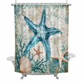 thumbnail image 2 of Retro Starfish Shower Curtain for Bathroom Decor, Ocean Nautical Coral Waterproof Fabric Shower Curtain, 36"x78" Set with 12 Hooks, 2 of 9