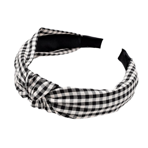 Minnieouse Accesorios para el cabello Diadema anudada de entramado clásico Estilo coreano Ropa elegante Accesorio a juego Diadema a cuadros dulce para Accesorio para el cabello Negro Minnieouse AP010587-02