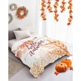 thumbnail image 4 of Fall Flannel Blanket for Bed,Travel and Camping, Thanksgiving Plants Leaf Gradient Word Super Soft Cozy Blanket for All Seasons 50"x60", 4 of 6