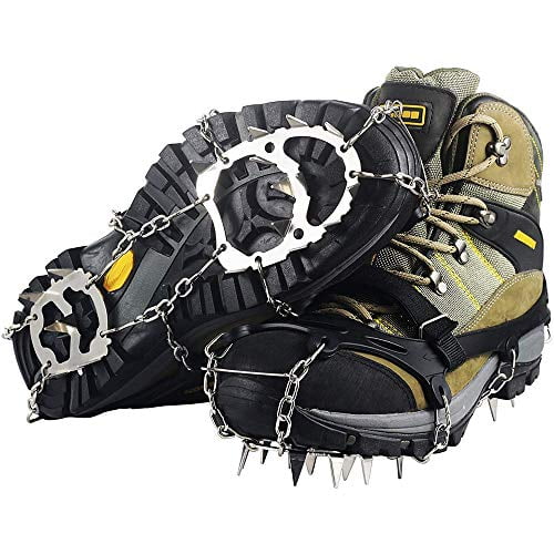 Details about   2 Pairs Non-slip Walk Hiking Traction Ice Cleat Crampons Boot Grips M/L Black 