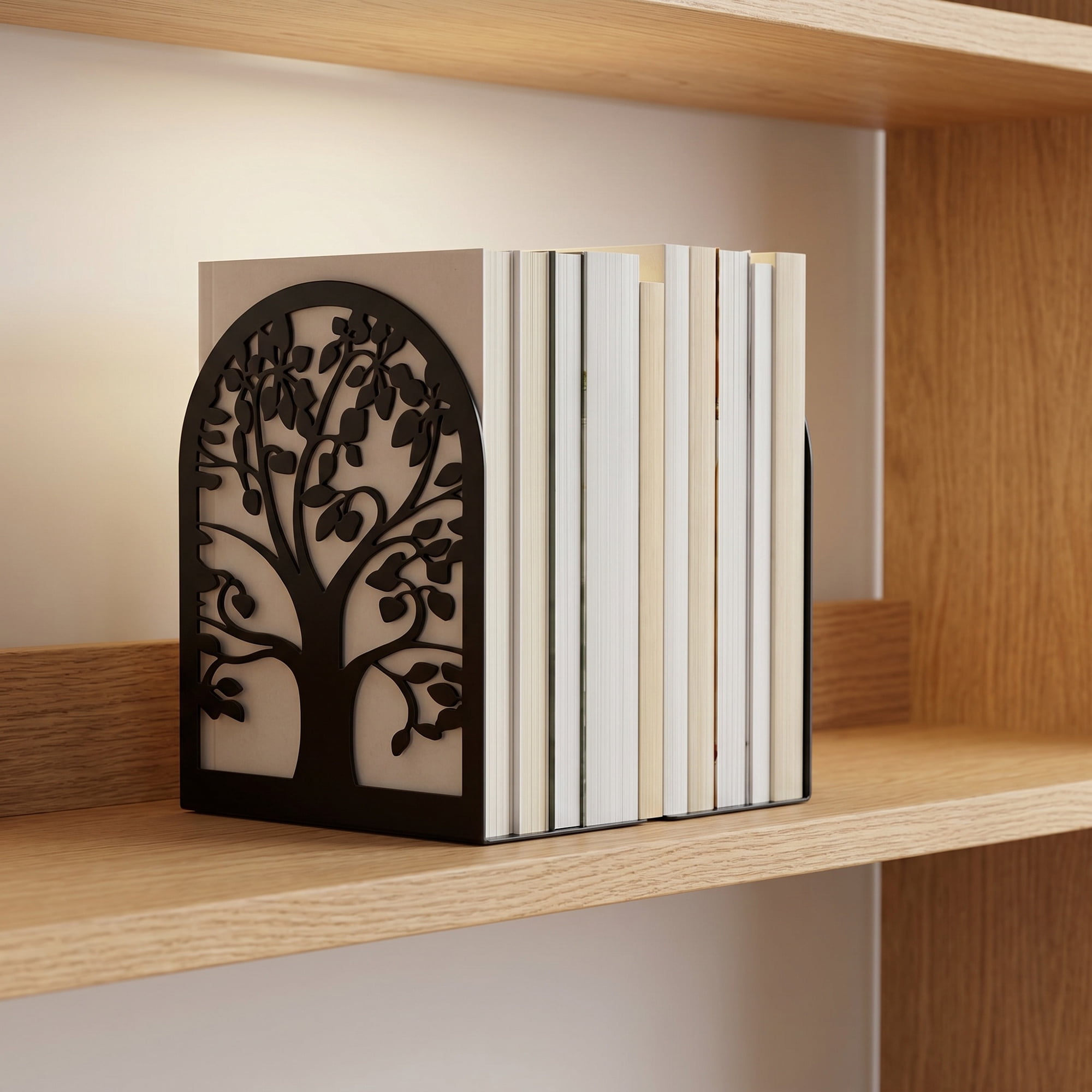 Unique Bargains Metal Tree Design Book Ends for Shelves Black Tree StyleE 4.7"x3.5"x7.1"