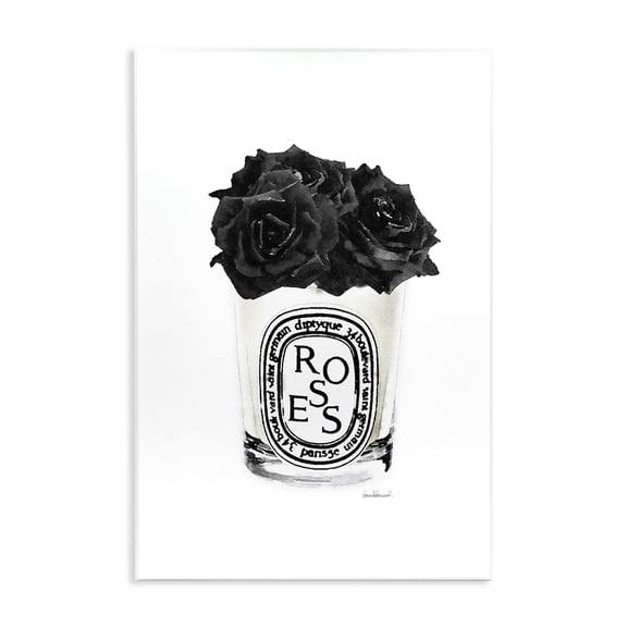 Stupell Industries Eclectic Fashion Designer Rose Flower Glass Black Watercolor Wall Plaque Art, 10 x 15, by Amanda Greenwood