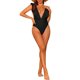 thumbnail image 2 of Traje de baño de una pieza para mujer, con escote en V, con volantes, monokini, control de abdomen, color negro, talla XL, 2 of 5