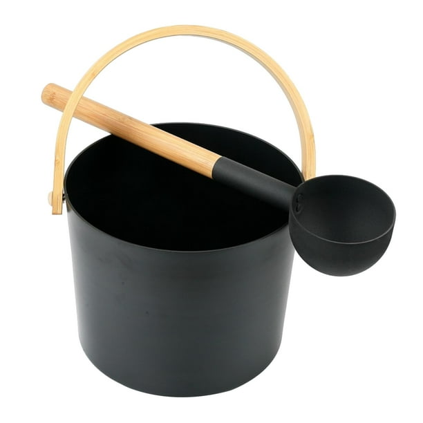 Cubo de aluminio para sauna con cucharón SPA Sauna Barril Gran capacidad Sauna portátil Accesorio Sauna Cubo de agua para sala de sauna Baño SPA