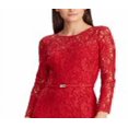thumbnail image 2 of Ralph Lauren Women's Floral Belted Dress Red Size 10, 2 of 3