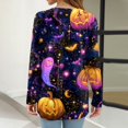 thumbnail image 6 of Halloween Long Sleeve Shirts for Women Funny Halloween Party Bat Crew Neck Loose Party Fall Clothes Womens Tunic Tops Trendy Vintage Outfits Dark Purple XXXL, 6 of 6
