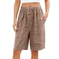 thumbnail image 3 of Kojanyu Women's 100% Cotton Elastic Waist Shorts Casual Loose Fit Wide Leg Lounge Shorts with Pockets Summer Beach Vacation Shorts, 3 of 7