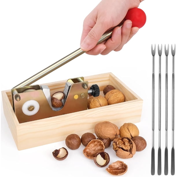 Cascanueces de alta resistencia con pinzas ajustables, abridor de nueces manual que utiliza el principio de apalancamiento para un gran ahorro de mano de obra y un agrietamiento conveniente, adecuado
