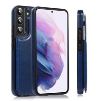 FIEWESEY for Samsung Galaxy S22 Wallet Case with Card Holder, PU Leather Kickstand Card Slots Case, Double Magnetic Clasp Durable Shockproof Cover for Samsung Galaxy S22(Blue)