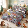 thumbnail image 3 of Erosebridal Fox Twin Quilt Set for Boys Girls, Woodland Cabins Twin Coverlet Set, 2 Pieces 1 Bedspread and 1 Pillowcase, 3 of 7