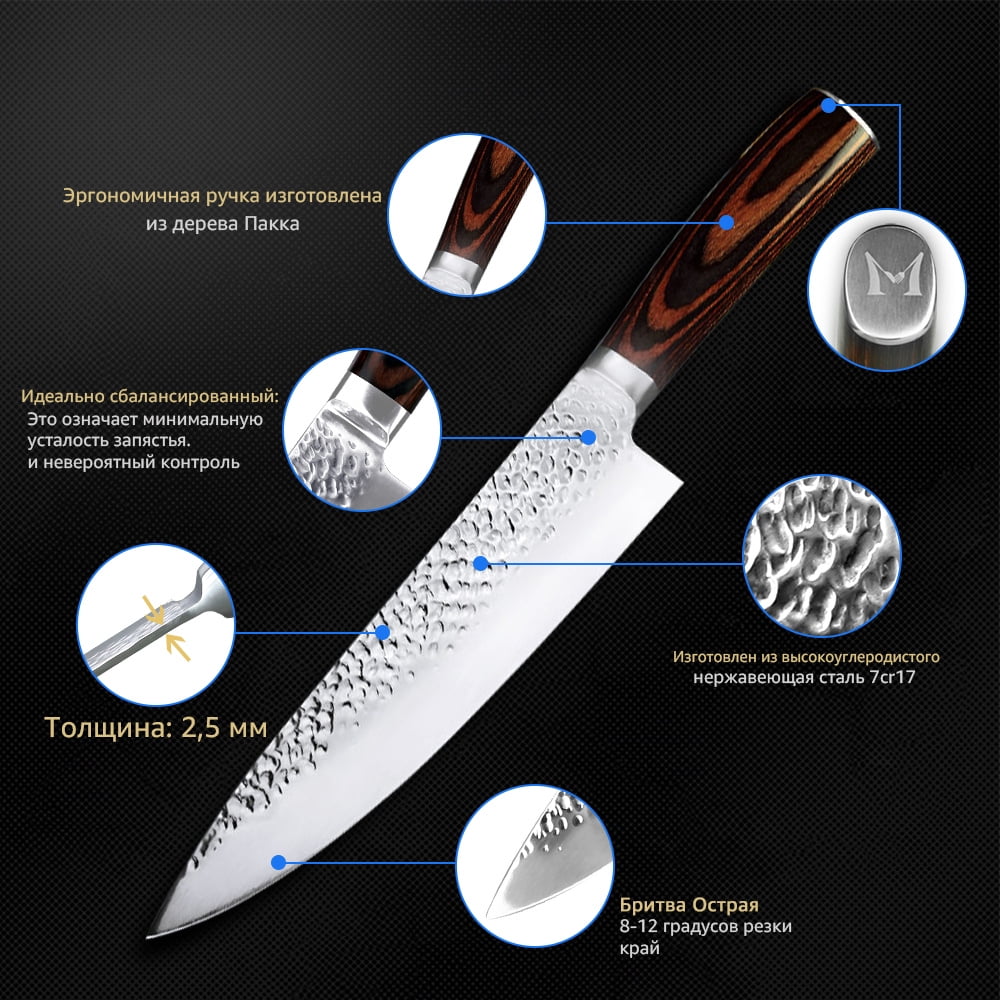 3-Piece Japanese Santoku Kitchen Knife Set, High Carbon Stainless Steel Ultra Sharp Cooking Knives with Protective Covers for Cutting Chopping Slicing