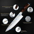 thumbnail image 4 of Professional Kitchen Knives, 3PC Chef Knife Set Sharp Knives for Kitchen High Carbon Stainless Steel Hammered Blade, Japanese Cooking Knife, 4 of 6