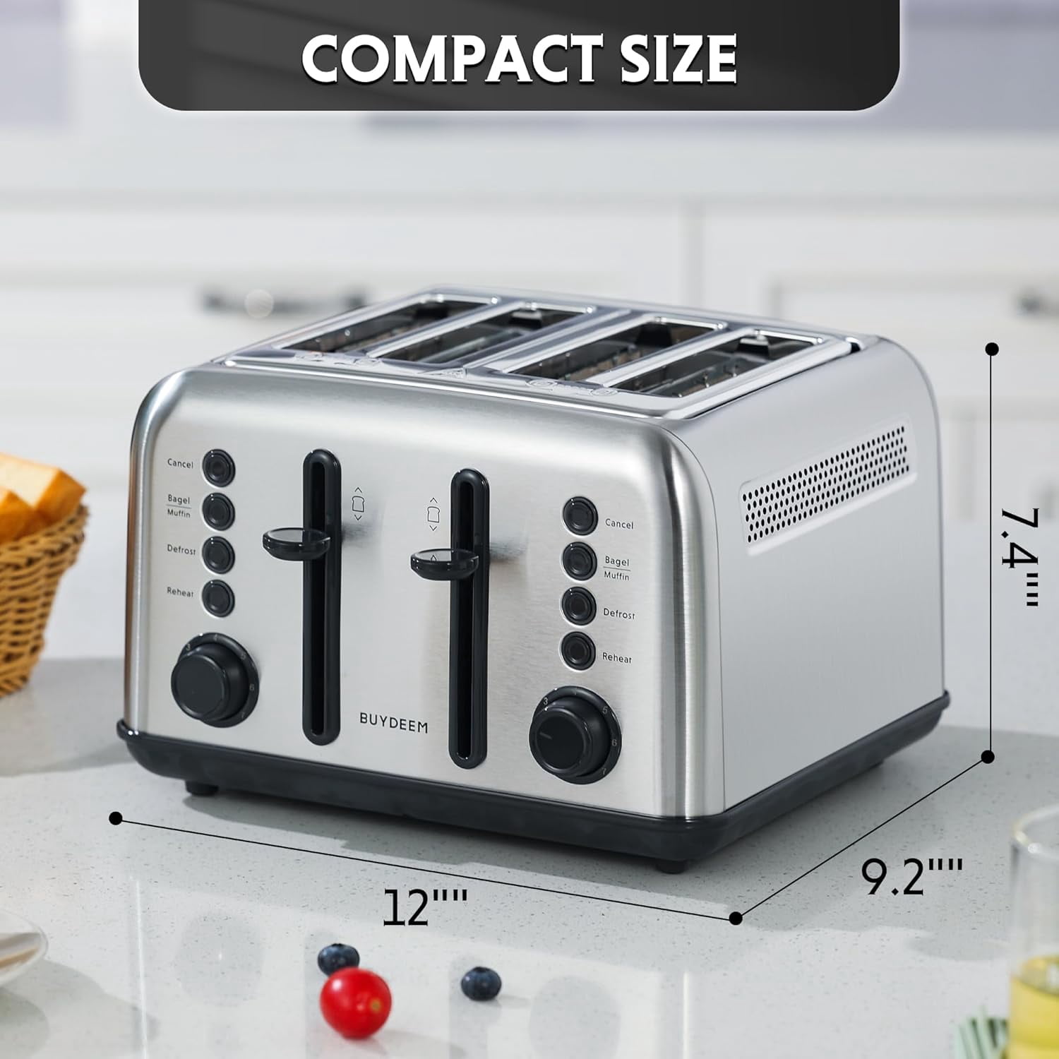 DT620 2-Slice Toaster, Extra Wide Slots, Retro Stainless Steel with High Lift Lever, Bagel and Muffin Function, Removal Crumb Tray, 7-Shade Settings,Arctic White