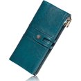 thumbnail image 1 of LAICAIW Women's Wallet Genuine Leather RFID Blocking Large Capacity Trifold Ladies Wallet, ZE-Peacock blue, Compact, 1 of 6