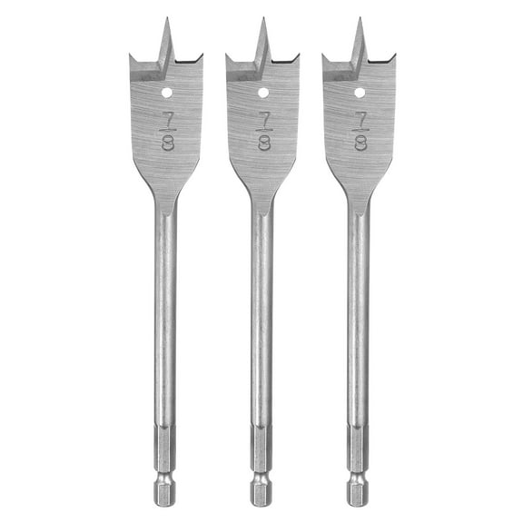 Uxcell 3Pcs Spade Drill Bit 7/8" Paddle Flat Bits for Woodworking Fiberglass Silver Tone