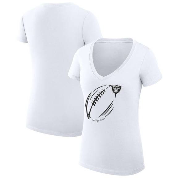 Women's G-III 4Her by Carl Banks White Las Vegas Raiders Super-Slim Fit Lightweight Subtle Football V-Neck T-Shirt