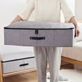 thumbnail image 3 of FOMIYES 1Pcs Rectangular Underbed Storage Box for Clothes with Cotton and Linen Material Dark Grey 27.5x15.7x7.1in, 3 of 8