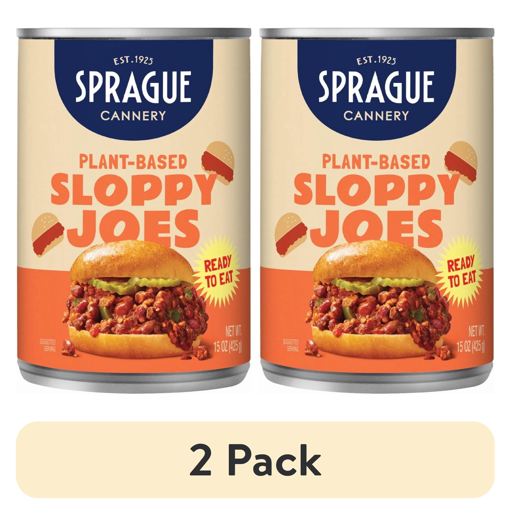 (2 pack) Sprague Foods Brand - Vegan Sloppy Joes Just Heat and Eat Preservative Free Easy Open 15oz Can