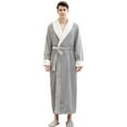 thumbnail image 2 of Fymall Women Men Long Bathrobe Flannel Nightgown Warm Home Robe With Pocket, 2 of 7