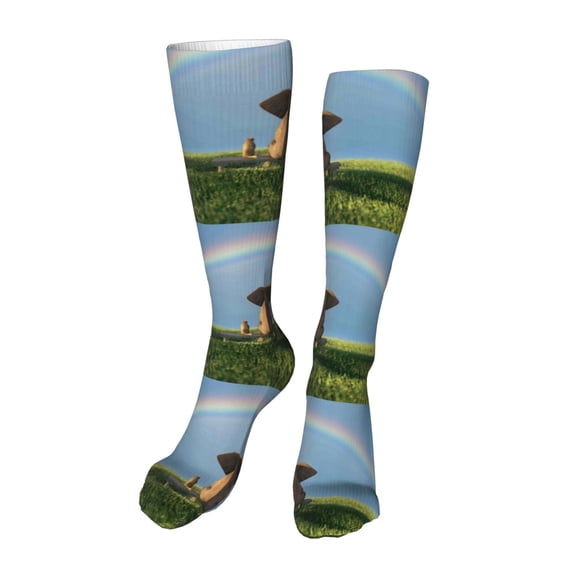 Xecao Elephant Dog Print Calf Socks Seamless Toe, Knee High Long Socks, Sports Socks Trouser Socks for Women and Men-One Size