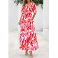thumbnail image 6 of PRETTYGARDEN Women's Summer Maxi Dress Resort Wear Boho Floral V Neck Puff Short Sleeve Ruffle Flowy Beach Long Dresses, 6 of 7