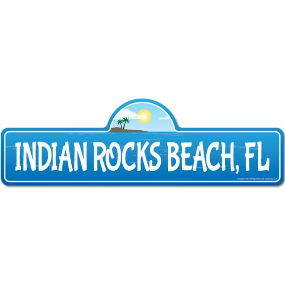 Indian Rocks FL Florida Beach Street Sign | Indoor/Outdoor | Surfer Ocean Lover Décor For Beach House Garages Living Rooms Bedroom | Signmission Personalized Gift