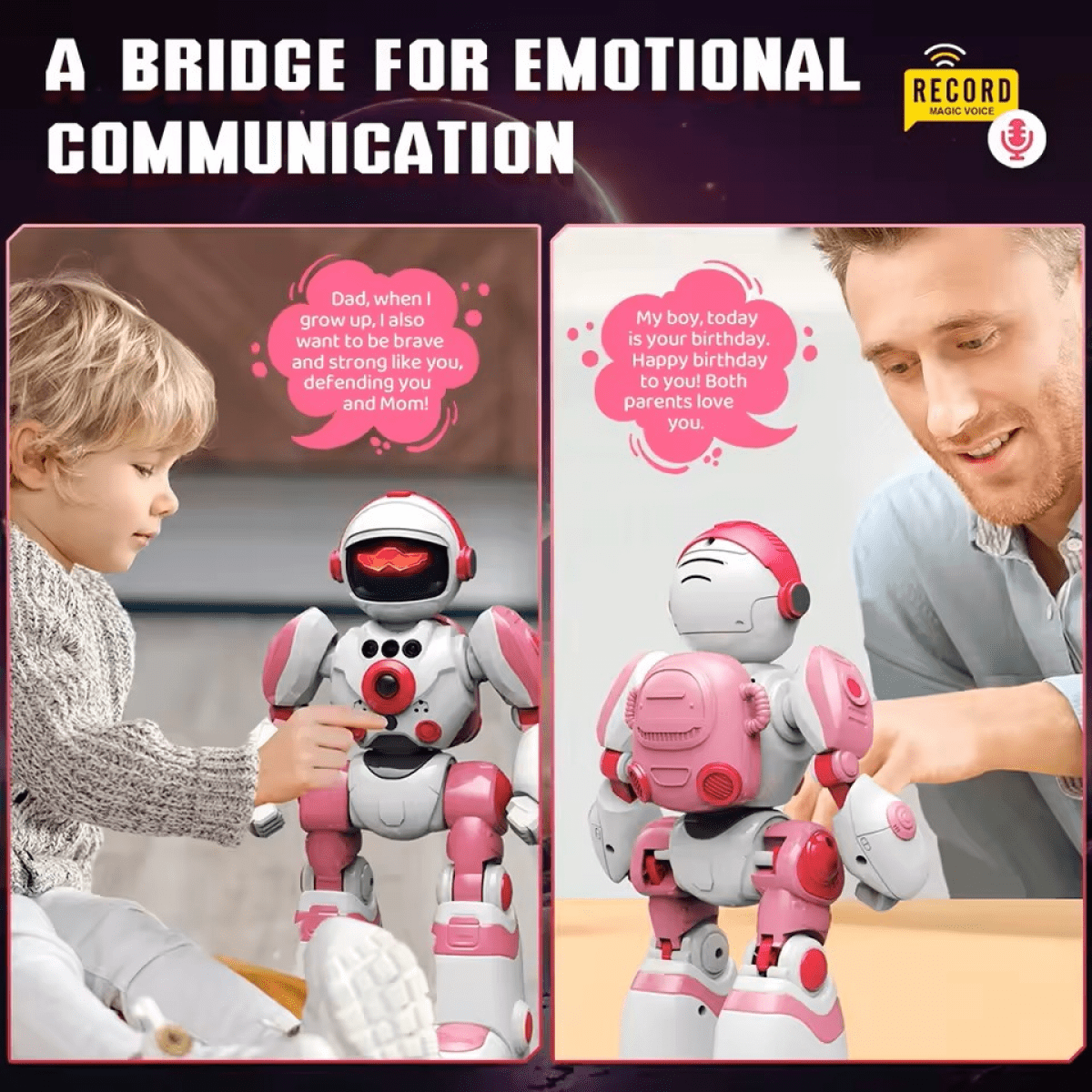 RC Robot Toys for Kids with Gesture Sensing Programmable & Intelligent Voice for Age 3+ Gifts(Red)