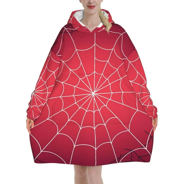 Couverture Toile d'Araignée Rouge pour Femmes et Hommes Adultes Surdimensionnée Couverture Portable Douce et Chaude