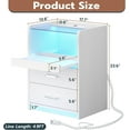 thumbnail image 4 of AOGLLATI White Nightstand Set of 2 with Charging Station and LED Lights, 2 Drawers LED Night Stand with Tempered Glass Tabletop, Modern End Side Tables with Pull-Out Tray, Open Storage Bedside Tables, 4 of 9