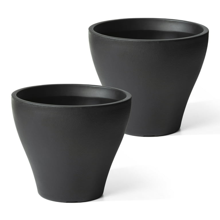 Tremont Tall Round Tapered Planter™ - Concrete Gray 2 Pack