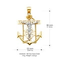 thumbnail image 3 of 14K Two Tone Gold Jesus Crucifix Anchor Charm Pendant with 1.4mm Round Wheat Chain Necklace, 3 of 4